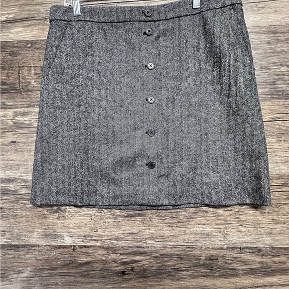 J. Crew Gray Ribbed Button Pencil Mini Skirt - Picture 1 of 9